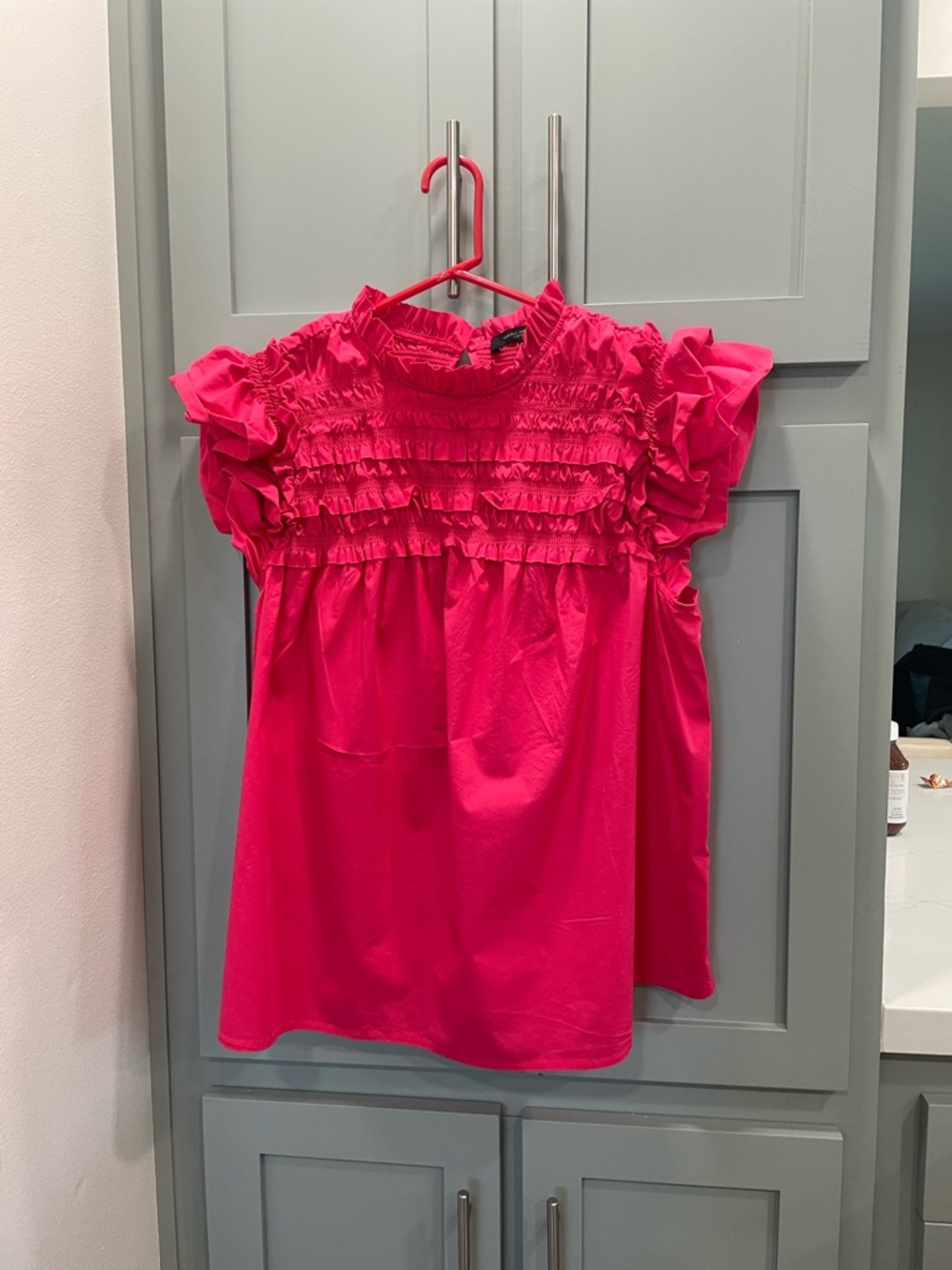 Andrew Marc Girls' Bright Pink Ruffle Smocked Top